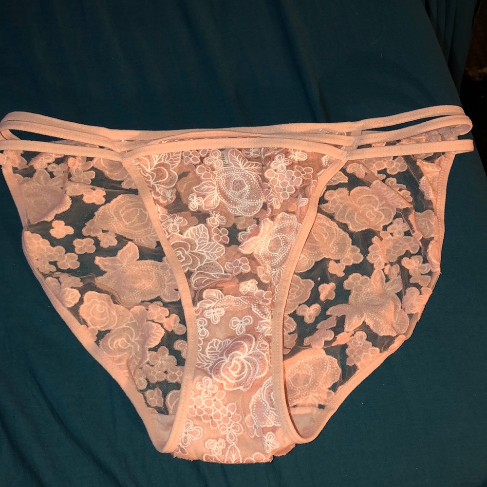Peach see through floral panties
